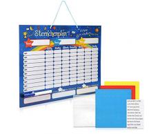 Navaris abwischbare Belohnungstafel magnetisch 40x32cm - Kinder Aufgaben Tafel - Magnettafel inkl. 250 Sternchen Magnete Stift - Sterne Aufgabenplan