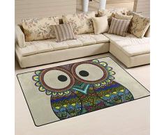 FANTAZIO Fantasazio Fußmatte mit Eulenmotiv, ideal als Teppich-Stopper, 79 x 51 cm, 152,4 x 99 cm, Polyester, 1, 31 x 20 inch