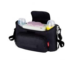 Lesfit Baby Tasche Kinderwagen Organizer, Kinderwagentasche Babytasche Wickeltasche Organizer (Schwarz)