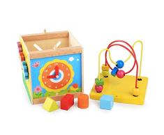 Infant Maze Spielzeug Holz Aktivität Cube Multifunktions Amusement Center For Kids Form Farbe Classifier Bead Labyrinth Zeit Lernuhr Fähigkeiten verbessern Lernspiel Spielzeug Wulstige Abacus pädagogi