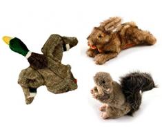 PETGARD 3er Sparpack Hundespielzeug Kuscheltier Plüschtier Hase + Ente + Eichhörnchen