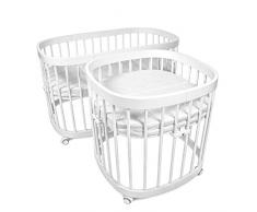 tweeto Babybett Kinderbett Baby 7-in-1 KOMPLETT-SET - multifunktional erweiterbar inkl. 3-tlg. Matratze Design (Weiss)