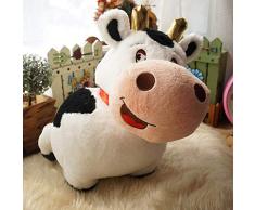 QIXIDAN 35Cm Realistic Animal Gefüllte Kuh Mit Weichem Horn Kuschel Kuh Plüschtier Für Kinder Kuscheln Black & White