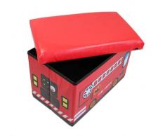 GMMH Hocker 49 x 31 x 31 cm Faltbarer Original Spielzeugbox Spielzeugtruhe Spielzeugkiste AufbewahrungsboxSitzhocker faltbar (Fire Truck)