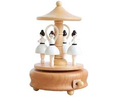 YUJIE Spieluhr,Reine Handballett-Puppe Von Pisa Spieluhr Antik Geschnitzte Hand-Holz Rotierende Barbie-Puppe Spieluhr Kreative Holzhandwerk Geburtstag Frau Freund