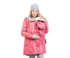 Viva la Mama 4in1 Trageparka für Tragen auf dem Rücken oder der Brust, Allwetter Softshell - PINA Coral - S