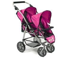 Bayer Chic 2000 689 12 Tandem-Buggy Vario, Zwillings-Puppenwagen, Dots Navy-pink