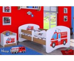 naka24 HB Kinderbett mit Matratze und Bettkasten - NEU, Verschiedene Motive Für Junge Buche (140x70cm mit Schublade, Feuerwehr 1)
