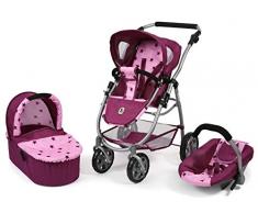 Bayer Chic 2000 637 78 Kombi-Puppenwagen Emotion 3-in-1 All In, Stars Brombeere