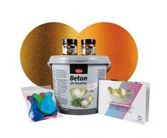 5 kg Beton Set für große Windlichter (Bronze/Orange Gold) Kreativ Beton für Kreative Windlichter Bastel-Beton Basteln Gieß-Beton Maya Gold Viva Decor