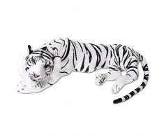 TE-Trend XXL Plüschtier Tiger Kuscheltier Stofftiger lebensechte Raubkatze liegend Dschungel Steppe 90 cm weiß schwarz getigert