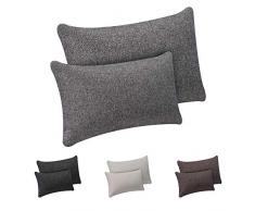 Selfitex 2er Set Sofakissen mit Füllung, Dekokissen mit Komfort-Polster-Bezug mit RV und Füllkissen, super flauschig und schön weich, Doppelpack 1xGröße 40x60 cm und 1xGröße 30x50 cm (grau)