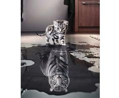 N/A YIMAKJ Malen nach Zahlen Erwachsene, DIY Ölgemälde Katze oder Tiger für Kinder Home Haus Dekor 40 * 50 cm