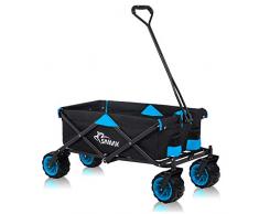 SAMAX Bollerwagen Handwagen Gartenwagen Strandwagen Klappbar Faltbarer Bollerwagen Transportwagen - Schwarz/Blau