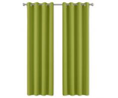 PONY DANCE Blickdichter Vorhang Kinderzimmer - (2er Set H 245 x B 140 cm) Gardinen Grün Verdunklungsvorhänge mit Ösen Kindergardinen Junge Ösenvorhang