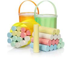 com-four® 45x Straßenmalkreide in Stangen-Form - große Kreide-Sticks in bunten Farben - Tafelkreide zum Malen auf Asphalt, in praktischer Tragebox (45-teilig)