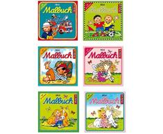 Lutz Mauder - Malbuchset mit 6 Mini-Malbüchern inkl. Stickern - 3 Mädchen- und 3 Jungenmotive