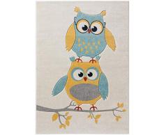 benuta Kinderteppich Freche Eule Blau 120x170 cm | Teppich für Spiel- und Kinderzimmer