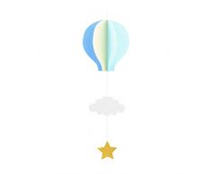 Amosfun Papier Girlande 3D Heißluftballon Form mit Wolken Stern Anhänger Baby Mobile Fenster Wand Hängende Deko für Babyparty Kinderzimmer Deko (Hellblau + Himmelblau + Beige)