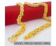 Überzogene vietnamesische Sandgoldhalskette Männliche 24 Karat Goldhalskette Dicke Goldkette Europäische Währungsperlen Führende Kette für eine lange Zeit verblasst nicht,Stoffdrache-Länge 70cm-136 G