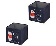IDIMEX Faltbox Bear-2, Aufbewahrungsbox Ordnungsbox Stoffbox Regalbox, im 2er Pack, mit Motivdruck Bär