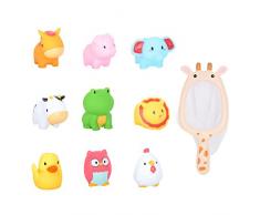 TOYMYTOY 9 Stücke Baby Kinder Badespielzeug Badewannen Tiere mit Kescher Squeeze Sound Spielzeug