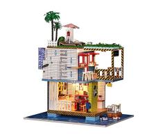 CaoQuanBaiHuoDian Kinder Bausteine DIY hölzerne Puppe-Haus Handgefertigte Miniatur Suite Villa Modell Kreative Art des Zimmer Möbel Lernspielzeug (Farbe : Multi-Colored, Size : 27 * 20 * 33CM)