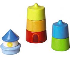 HABA 300170 – Stapelspiel Leuchtturm, Motorikspielzeug zum Sortieren von Größen und Farben, Holzspielzeug ab 12 Monaten