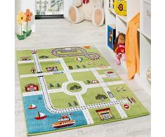 Paco Home Kinderteppich Spielteppich City Hafen Straßenteppich Stadt Straße Grau Grün, Grösse:160x220 cm