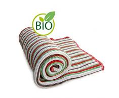 Sonnenstrick, weiche Strickdecke für Kinder, 100% Bio-Baumwolle, hergestellt in Deutschland 80 x 80 cm Rosso (rot)