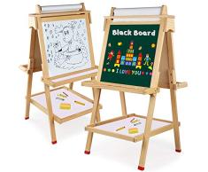 Tafel kinder Arkmiido, Kindertafel mit Kreide und Magnet, Doppelseitig aus Holz, Holzspielzeug als Geschenk für Kinder