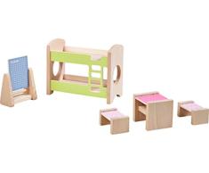 HABA 303836 - Little Friends – Puppenhaus-Möbel Kinderzimmer für Geschwister | Mit Bett, Schreibtisch, Stuhl und Regal | Passend für alle Little Friends-Puppenhäuser