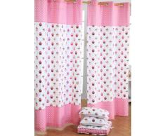 100/% Reine Baumwolle Homescapes Kindervorhang M/ädchen Kinderzimmer /Ösenvorhang Dekoschal Polka Dots 2er Set rot wei/ß 137 x 182 cm Breite x L/änge je Vorhang