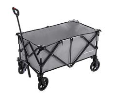 SONGMICS Bollerwagen, aluminium, bis 150 kg belastbar, faltbarer Bollerwagen für den Garten, handwagen, tragbarer strandwagen, mit 4 Rollen, Stahlbremsen, vom TÜV Rheinland geprüft, grau GHT02GY