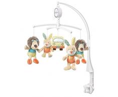 Fehn 066166 Musik Mobile Funky Friends - Spieluhr-Mobile mit lustigen Löwen und hippen Hasen zum Lauschen & Staunen / Zum Befestigen am Bett für Babys von 0-5 Monaten / Höhe: 65 cm, ø 40 cm