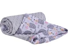Krabbeldecke 100% Baumwolle 75x100cm doppelseitig multifunktional Minky Kuscheldecke für Kinderwagen weich flauschig (bunte Igel mit grauen Minky)