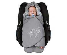 ByBoom - Einschlagdecke für die Übergangszeit und Sommer für Babyschale, Autokindersitz, z.B. Maxi-Cosi, Römer, für Kinderwagen, Buggy, Babytrage, z.B. Manduca, Babybett, Farbe:Dunkelgrau/Grau
