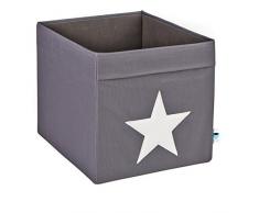 STORE.IT 753689 groÃe Ordnungsbox offen, Aufbewahrungsbox, passend für Kallax, Expedit, Polyester, 38 x 32 x 32 cm, grau mit weißem Stern