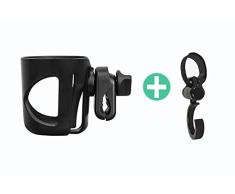 JUNSHUO Universal Getränkehalter mit Verstellbarer Clips für Kinderwagen Buggy, Fahrrad Becherhalter Babyflasche Flaschenhalter für Trinkflaschen Nuckelflaschen mit 1 Haken