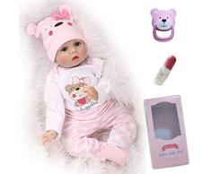 ZIYIUI Reborn Baby-Puppe 22Zoll 55cm Realistisch Weiches Vinylsilikon Baby Puppe Mädchen Handgemacht Neugeborene Echte Babypuppe (Puppe mit offenen Augen)