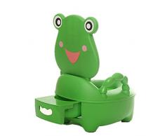SLHP Toilettentrainer Baby Potty Lerntöpfchen Toiletten-Trainer Kindertoilette Kleinkind Töpfchen und Fußbank Kinder Hocker (Dunkelgrün)
