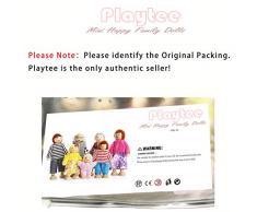 Playtee 7-köpfige Puppenfamilien Puppenhaus für Kinder Spiel Haus Geschenk Holz