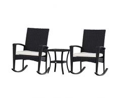 Outsunny Schaukelstuhl Set, Gartenmöbel Set, Dreiteilige Sitzgruppe, Sitzgarnitur, 2 Stühle, 1 Tisch, Grau 66 x 88 x 98 cm (Stuhl), 50 x 50 x 51 cm (Tisch)