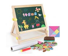 BeebeeRun Magnetisches Holzpuzzle mit Doppelseitiger Tafel,Spielzeug 3 Jahre Junge Mädchen,3 in 1 Tafel für Kinder Geschenk Spielzeug 4 5 6 7 8 Jahre