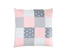 ULLENBOOM ® Baby Bettdeckenbezug 80x80 Rosa Grau (auch als Kinderwagendecke, Stubenwagen Decke oder Dekokissen geeignet, Motiv: Sterne, Patchwork)