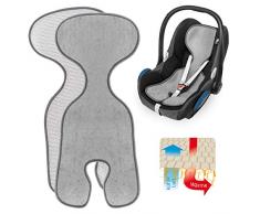 Zamboo Komfort Sitzauflage für Babyschale & Reboarder (passend für Maxi-Cosi, Cybex, Römer) - Atmungsaktive Sommer Sitzeinlage gegen Schwitzen, schont den Kindersitz Bezug - Grau