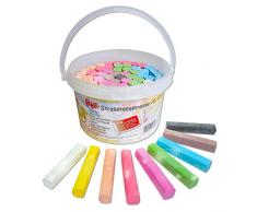 Wiemann Lehrmittel Flippi Straßenmal-Kreide für Kinder im Eimer in 9 Farben, 60 Stück (mit Glitzer)