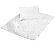 sleepling 197123 Kinderbetten Set Ganzjahresdecke 4-Jahreszeiten Bettdecke 100 x 135 cm und Kinderkopfkissen 40 x 60 cm, weiß