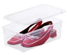Sundis Rotho 3343094094 4-er Set Clear Box Lady Shoe 5 l, Aufbewahrungsbox mit Deckel, QR-Code AppMyBox, transparent, stapelbar, Kunststoff/Plastik (PP)