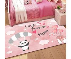 Rosa Karikaturteppich, Niedlicher Pandaballon Fünfzackiger Sternteppich, Wohnzimmerschlafzimmerbabyspielmatte 80cmx150cm